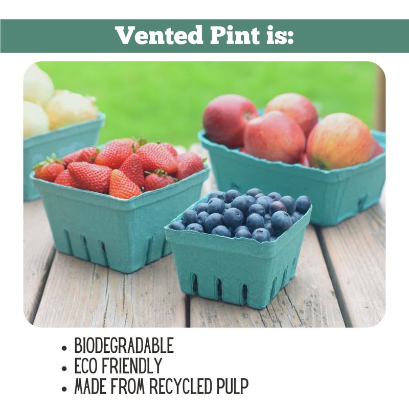 JA Kitchens Kitchens Green Molded Pulp Fiber Berry/Produce Vented 1 Pint Basket 40 Pieces - Image 2